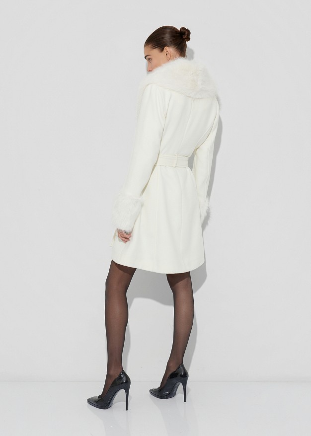Short coat with faux fur details