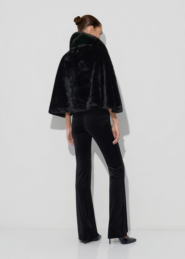 Cape, faux-fur look in black
