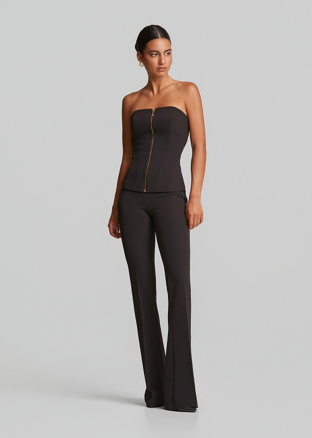 Strapless top with a zip fastening