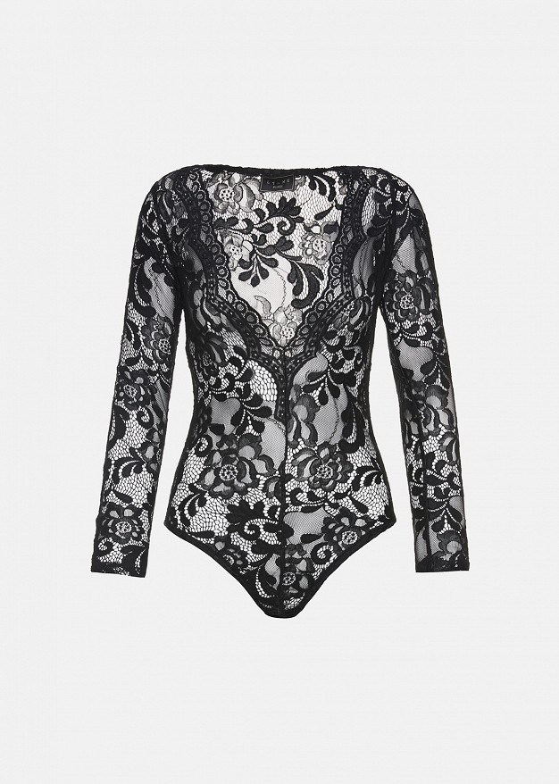Lace bodysuit with a V-neck