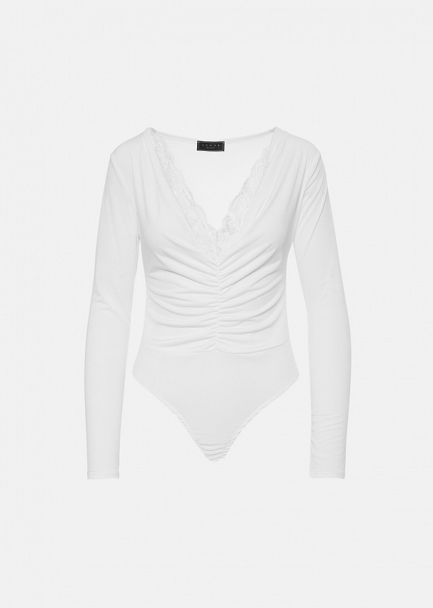 Ruched lace bodysuit