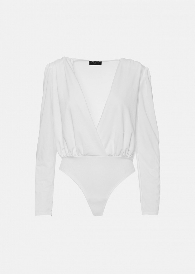 Wrap bodysuit in deep neckline