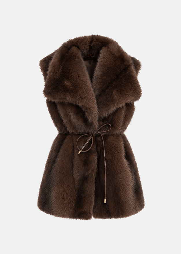 Vestă din blană artificială cu guler oversized