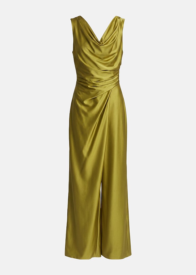 Sleeveless draped jumpsuit in satin look