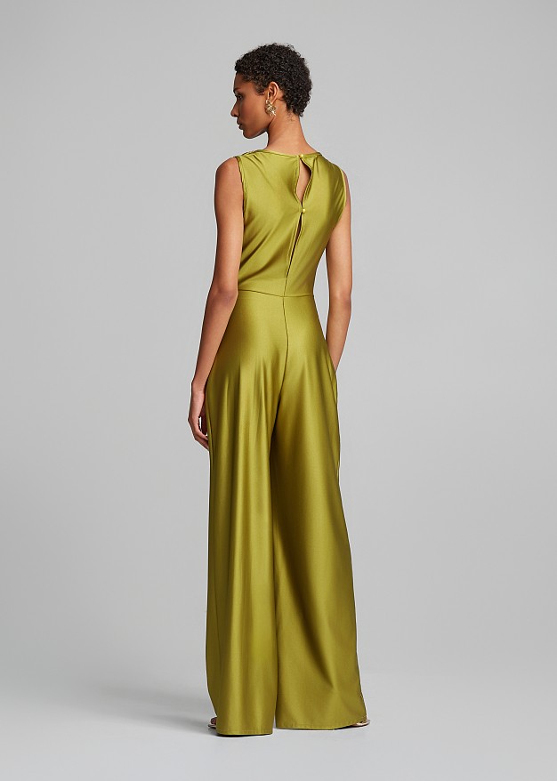 Sleeveless draped jumpsuit in satin look