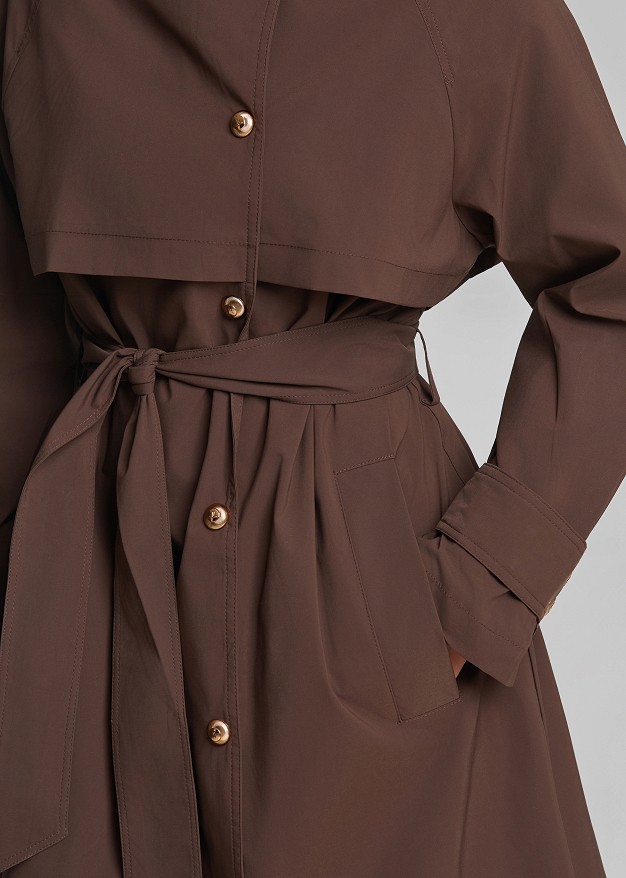 Longline trench coat in high collar