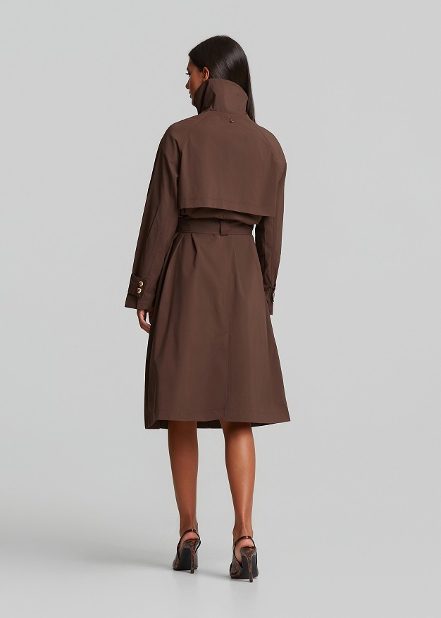 Longline trench coat in high collar