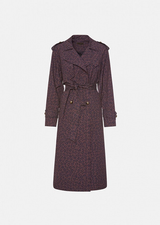 Animal print trench coat