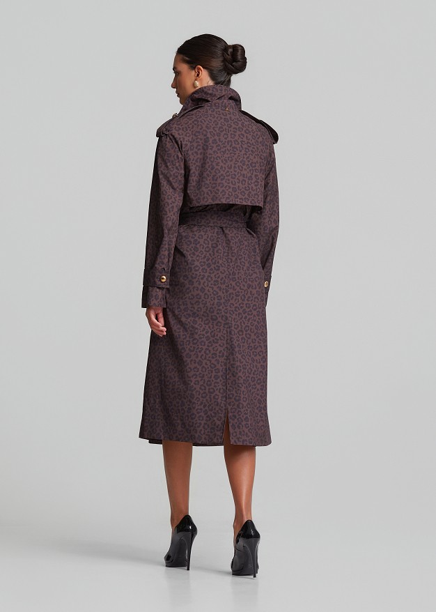 Animal print trench coat