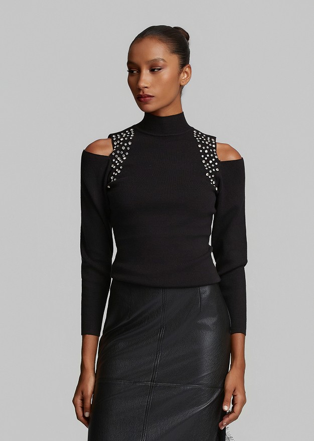 Slim-fit sweater with crystals