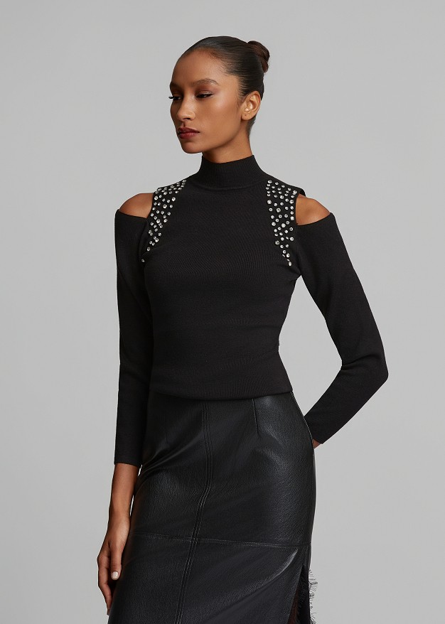 Slim-fit sweater with crystals