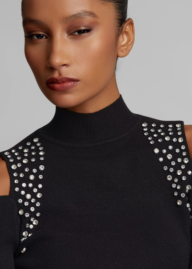 Slim-fit sweater with crystals