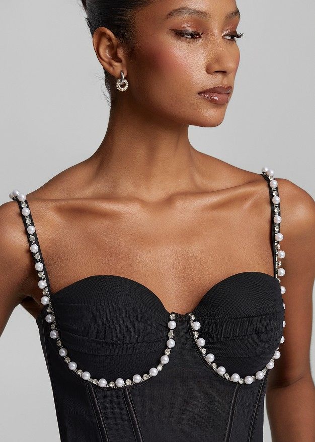 Bustier with pearls
