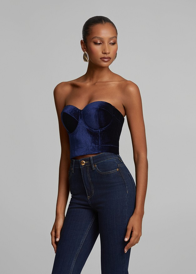 Velvet-look bustier