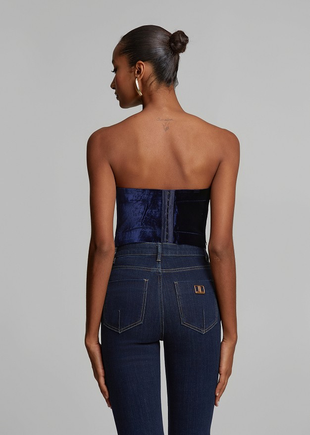 Velvet-look bustier