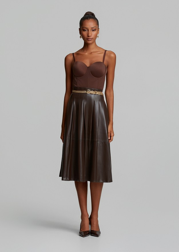 Bustier with satin texture