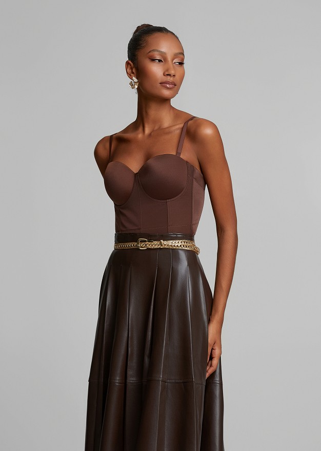 Bustier with satin texture
