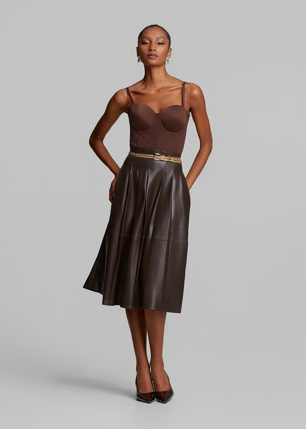 Bustier with satin texture