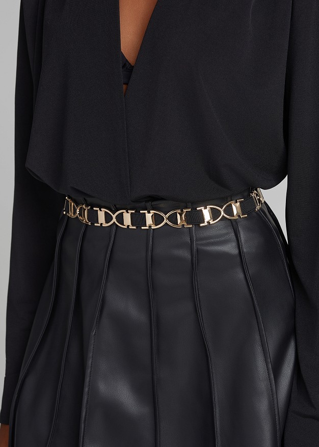 Black belt with gold-tone metal details
