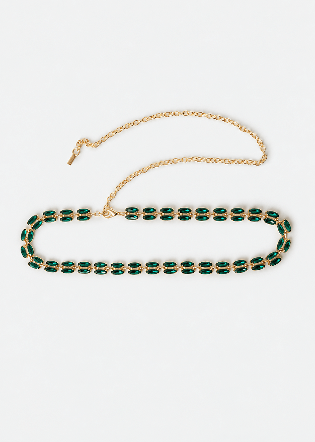 Metal belt with crystals