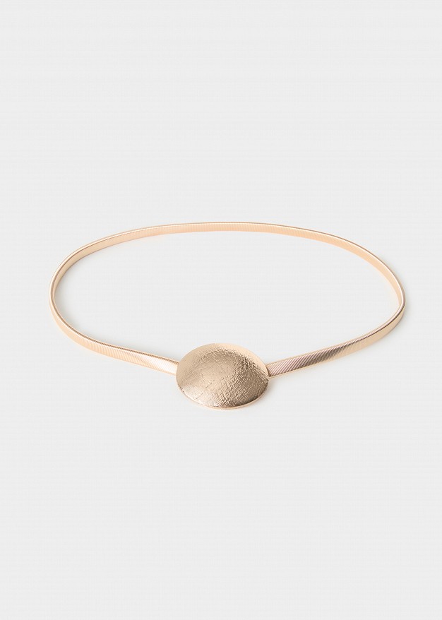 Metal belt with oval clasp