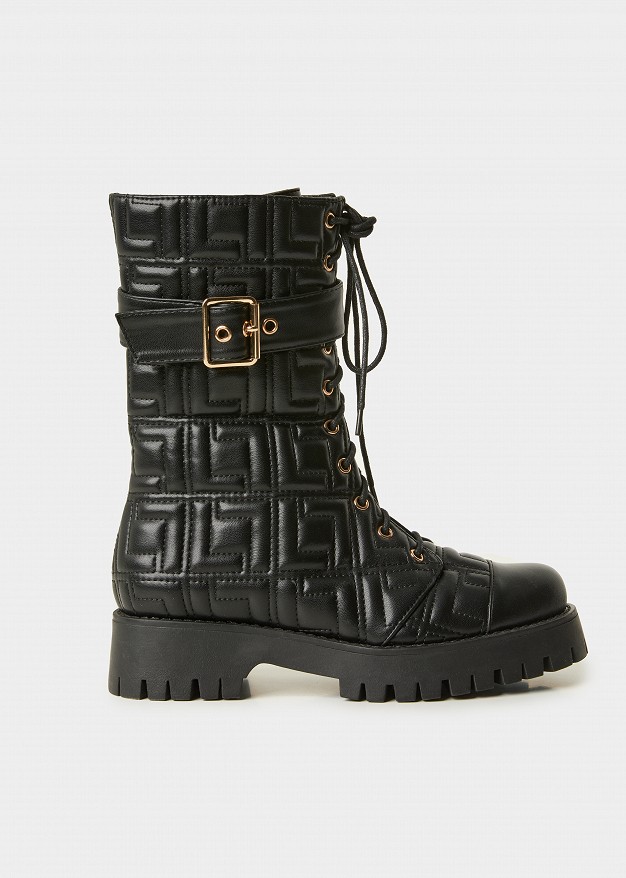 Quilted-effect logo ankle boots