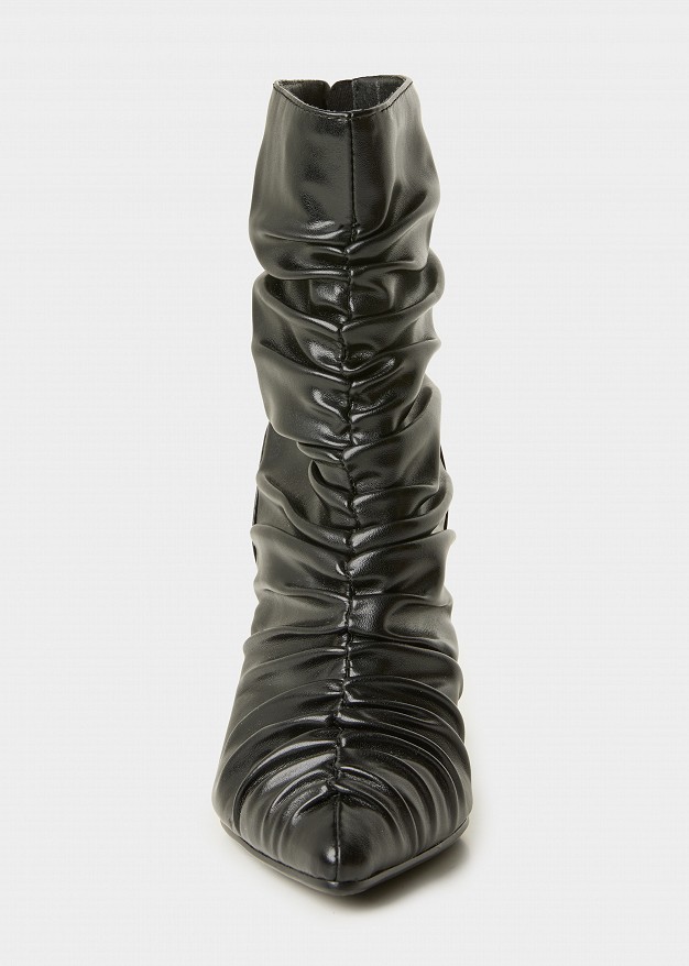 Pointed-toe ruched ankle boots