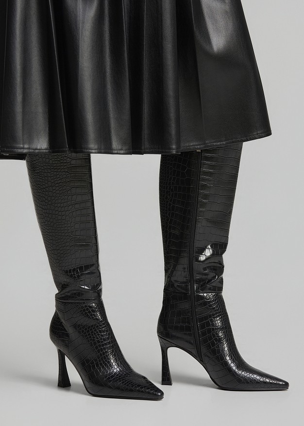 Crocodile effect leather look boots