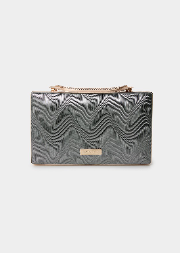 Metallic clutch bag with gold detail