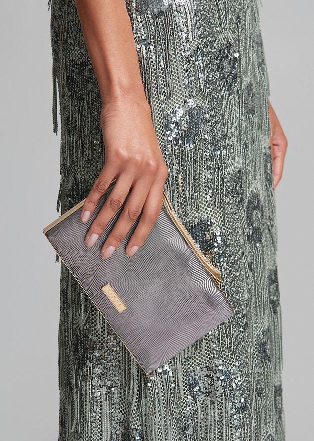 Metallic clutch bag with gold detail