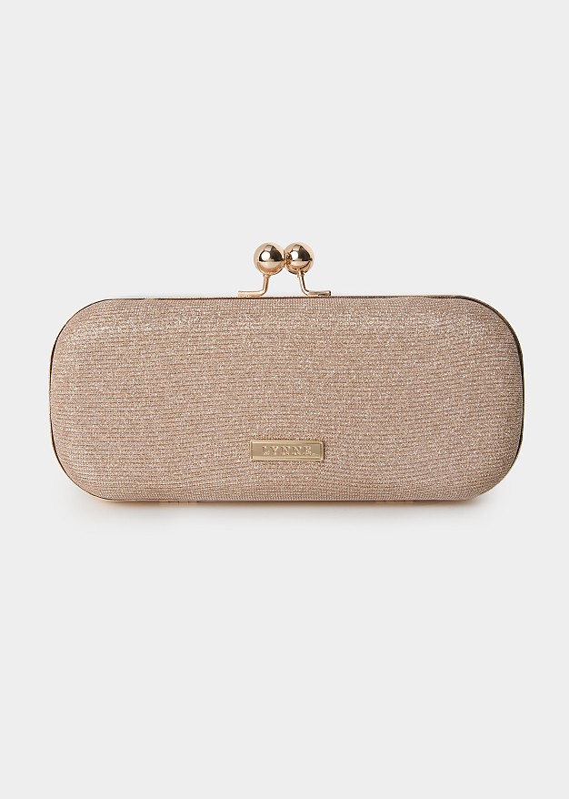 Rose gold metallic clutch