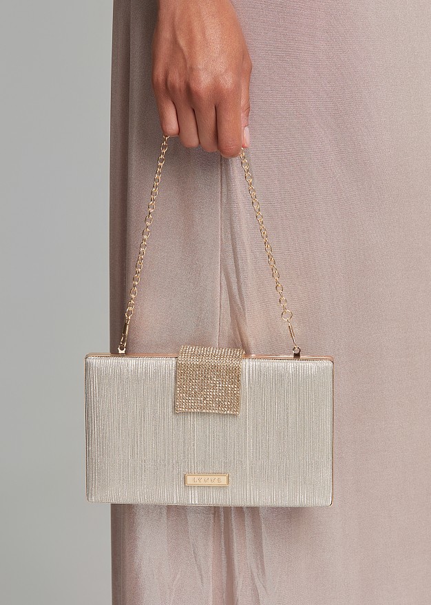 Μεταλλιζέ clutch με στρας