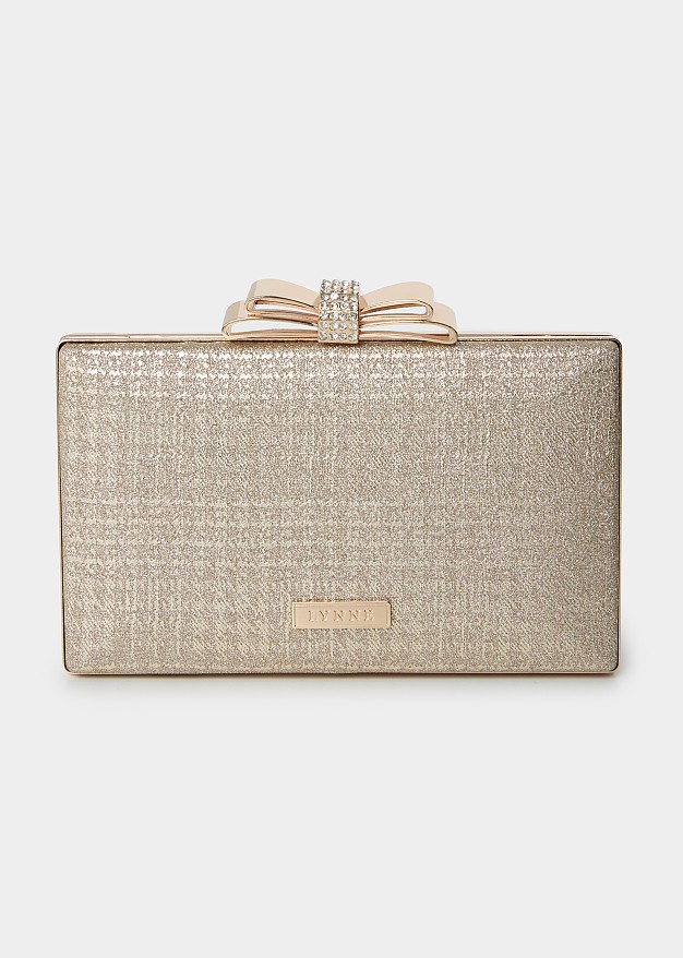 Clutch bag with a bow clasp