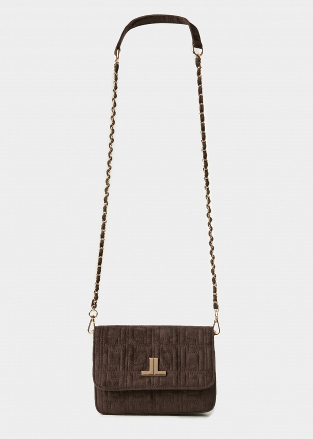 Mini shoulder bag with a quilted suede-effect