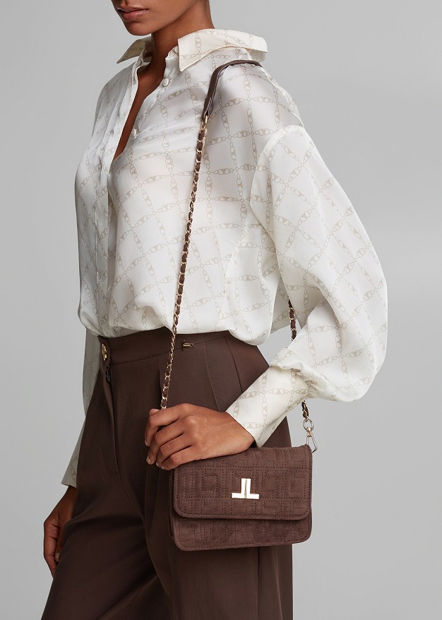 Mini shoulder bag with a quilted suede-effect