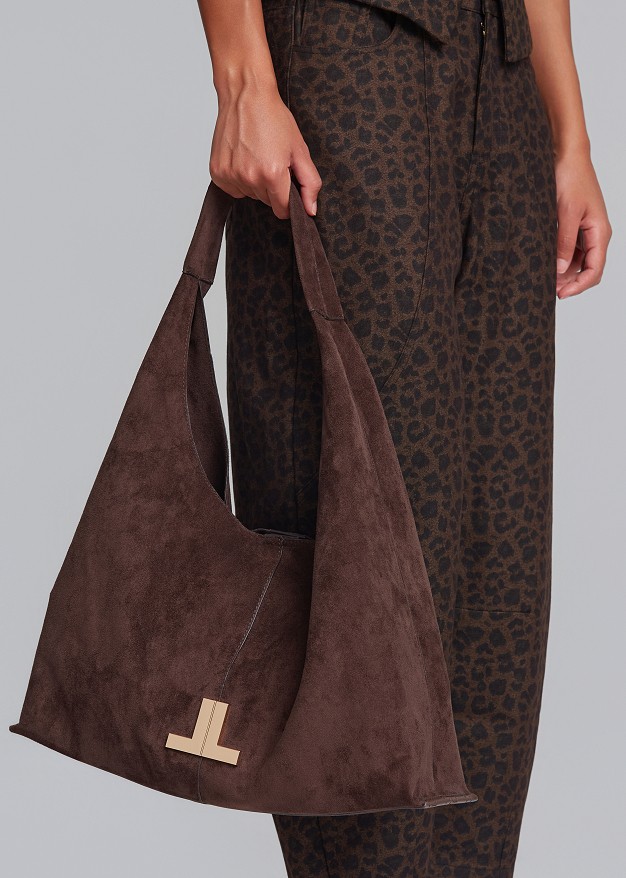 Oversized shoulder bag with a suede-effect finish
