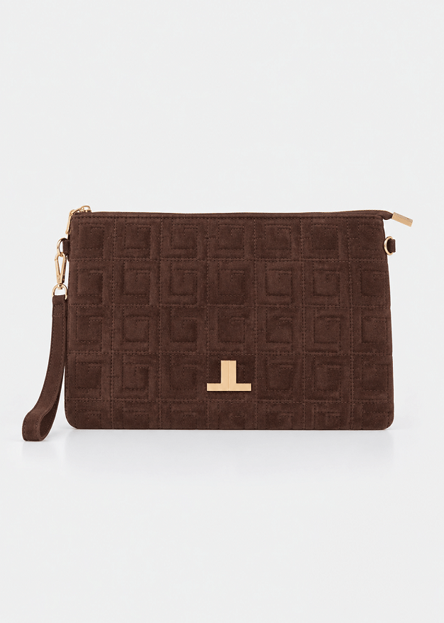 Pouch bag in suede look