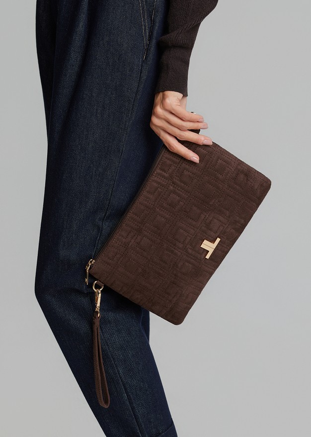 Pouch bag in suede look