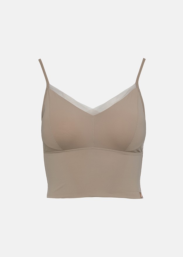 Seamless elastic bustier with sheer detail