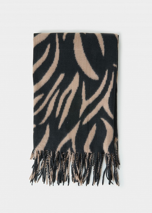 Animal print εσάρπα με κρόσσια