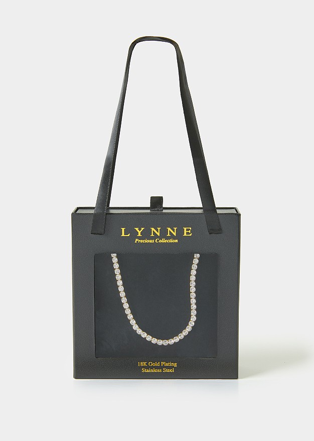 Stainless steel necklace with stass