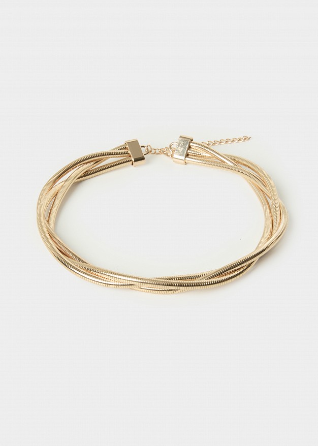 Triple collar necklace in gold tone