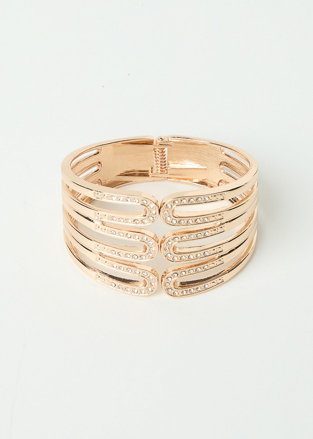 Wide gold-tone cuff bracelet