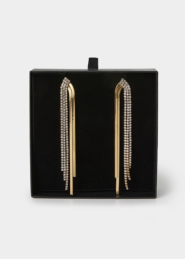 Knot drop earrings with rhinestones