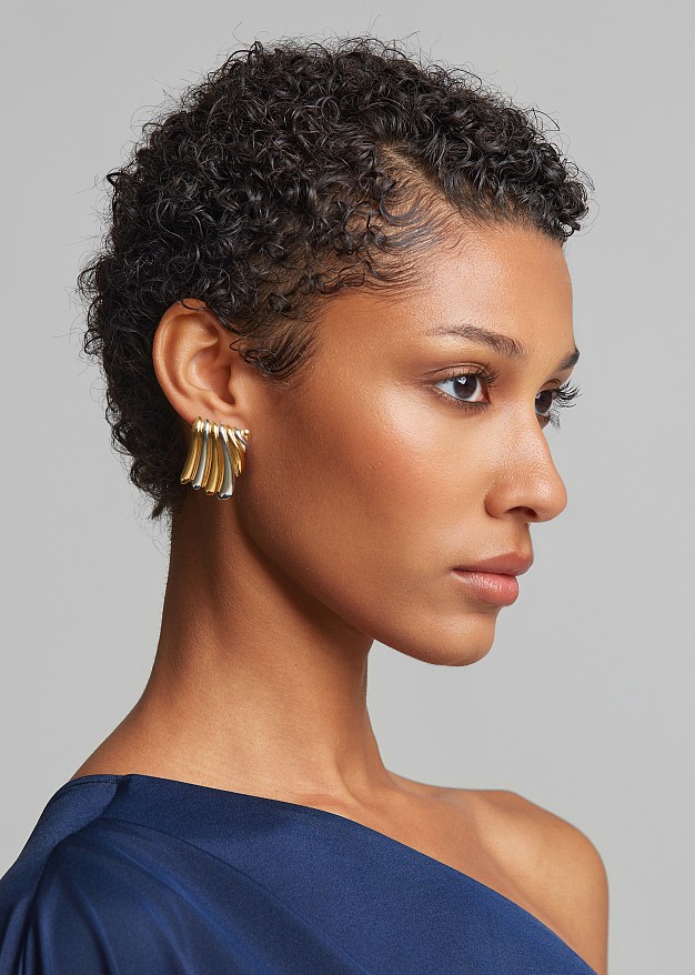 Two-tone square earrings
