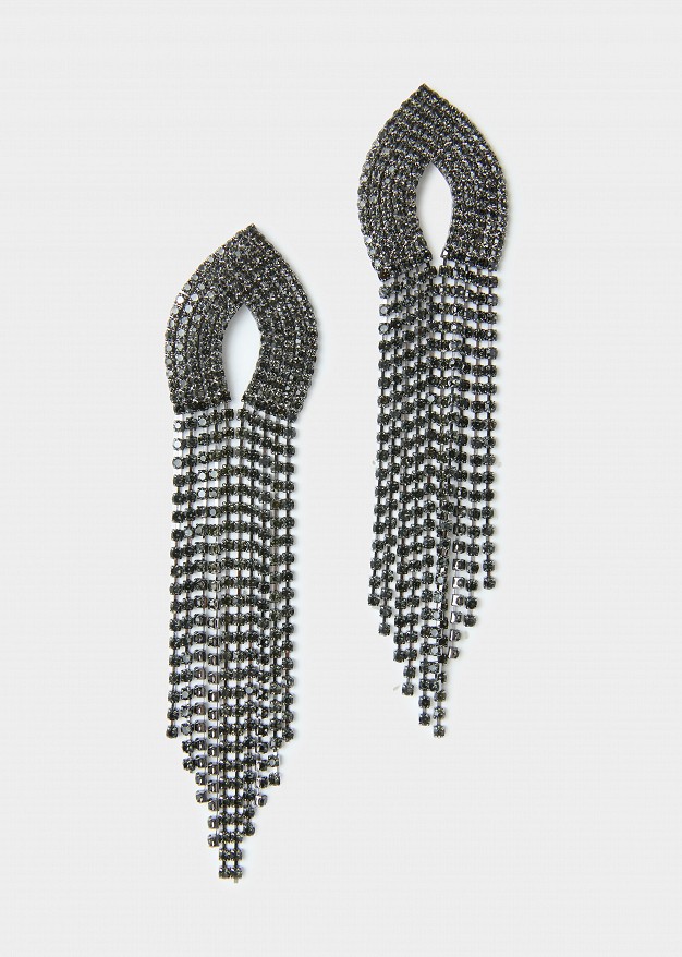 Drop earrings with asymmetrical rhinestones