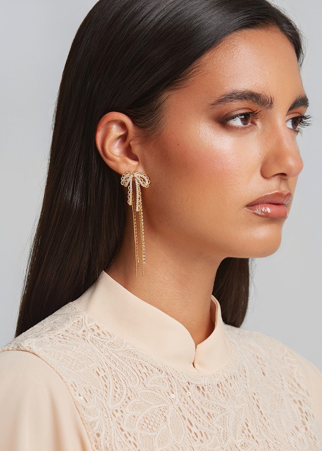 Gold-tone bow earrings