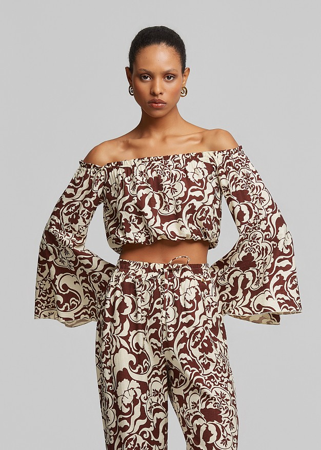 Printed off-shoulder blouse
