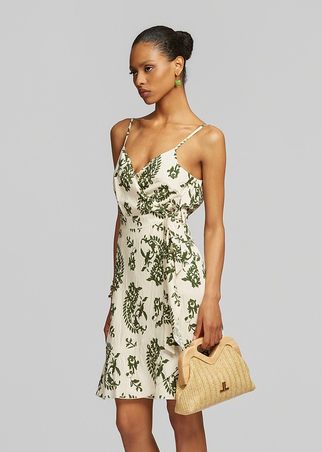 Printed wrap camisole dress
