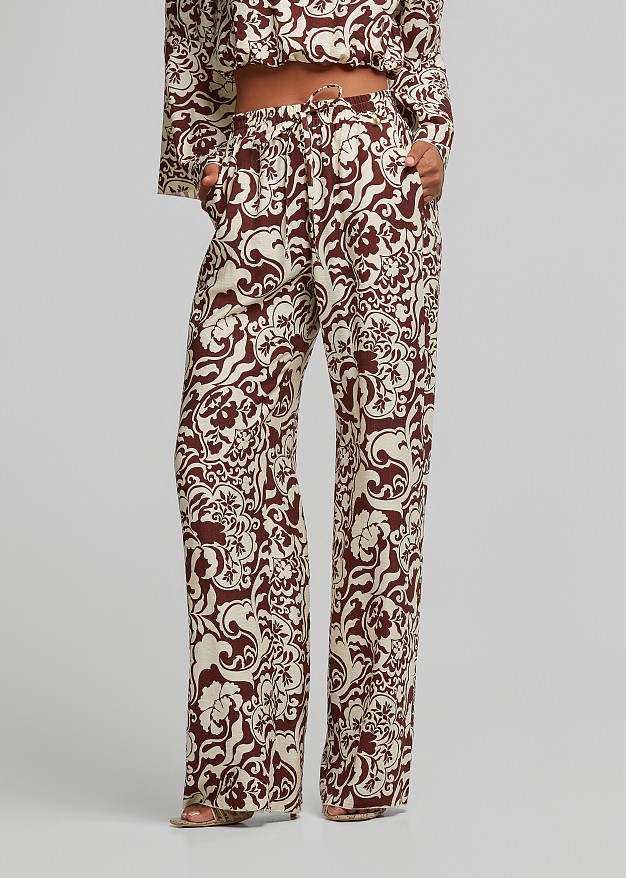 Printed wide leg trousers